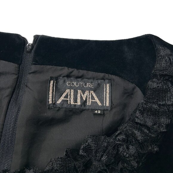 Vintage Couture Alma Velvet Lace Ruffle Top Evening Sleeveless Victorian Bib. - Picture 9 of 9